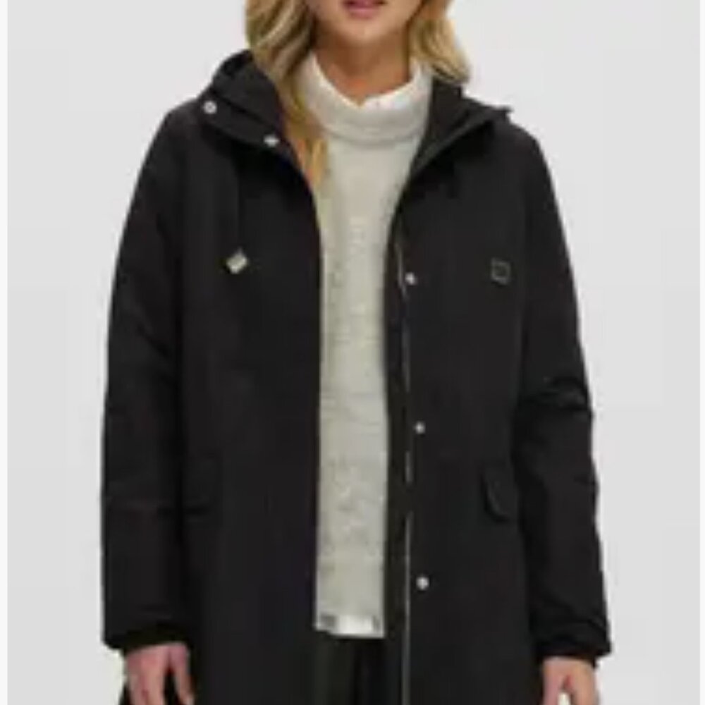 Noize Mid Length Rain Coat L BLACK NWT